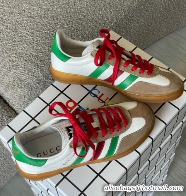 Feminine Gucci x Adidas Gazelle Suede Sneakers White 0422110