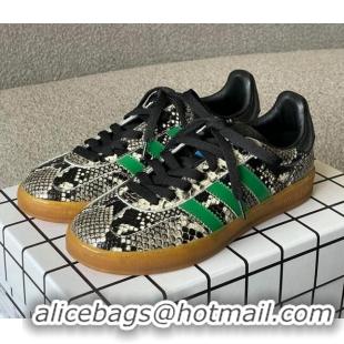 Good Product Gucci x Adidas Gazelle Snakeskin Embossed Leather Sneakers Grey 0422111