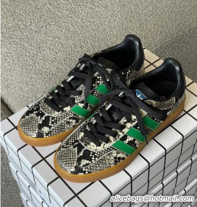 Good Product Gucci x Adidas Gazelle Snakeskin Embossed Leather Sneakers Grey 0422111