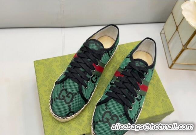 Pretty Style Gucci GG Canvas Lace up Espadrilles Green 0422114 