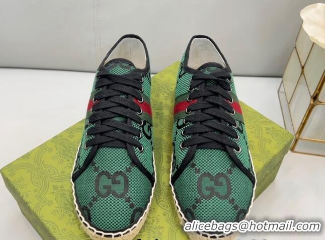 Pretty Style Gucci GG Canvas Lace up Espadrilles Green 0422114 