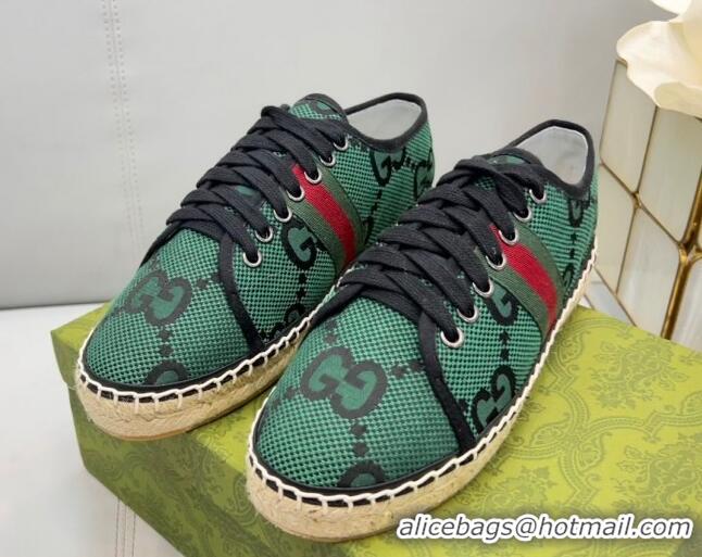 Pretty Style Gucci GG Canvas Lace up Espadrilles Green 0422114 