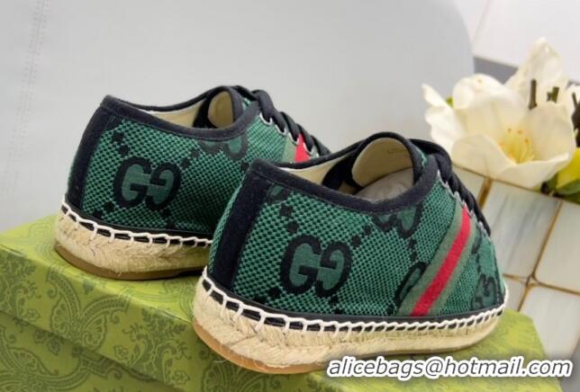 Pretty Style Gucci GG Canvas Lace up Espadrilles Green 0422114 