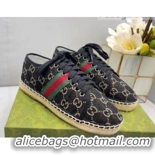 Best Product Gucci GG Canvas Lace up Espadrilles Black 0422115