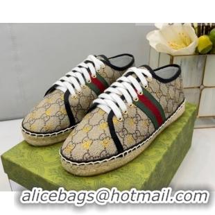 Best Price Gucci GG Canvas Lace up Espadrilles Beige/Gold 0422116