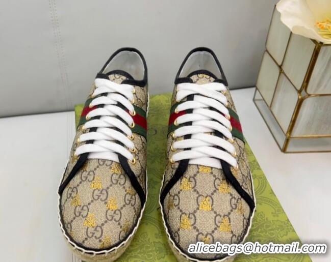 Best Price Gucci GG Canvas Lace up Espadrilles Beige/Gold 0422116