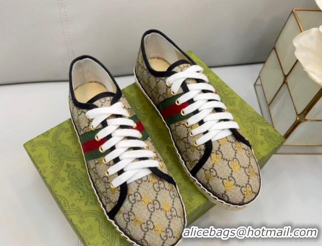 Best Price Gucci GG Canvas Lace up Espadrilles Beige/Gold 0422116