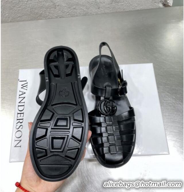 Popular Style Gucci Rubber Strap Flat Sandals Black 042752