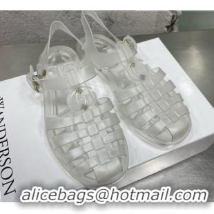 Luxurious Gucci Rubber Strap Flat Sandals White 042753