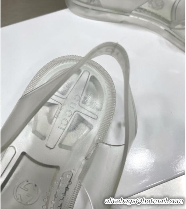 Luxurious Gucci Rubber Strap Flat Sandals White 042753