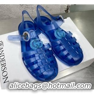 Cheap Price Gucci Rubber Strap Flat Sandals Blue 042755