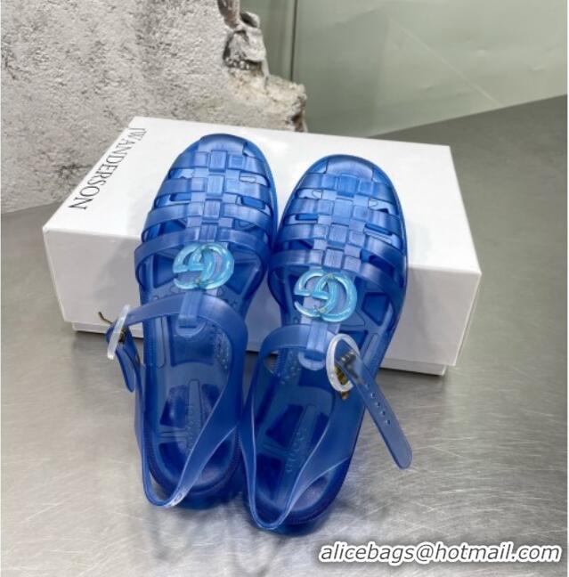 Cheap Price Gucci Rubber Strap Flat Sandals Blue 042755