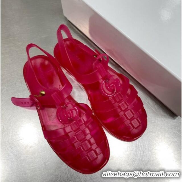 Low Price Gucci Rubber Strap Flat Sandals Red 042756