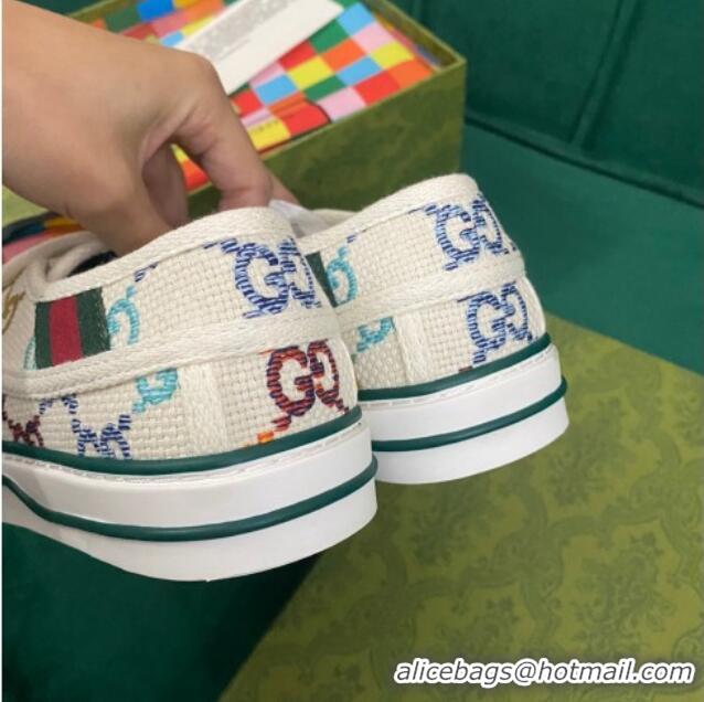 Luxury Gucci Tennis 1977 GG Canvas Sneakers White/Multicolor 050717