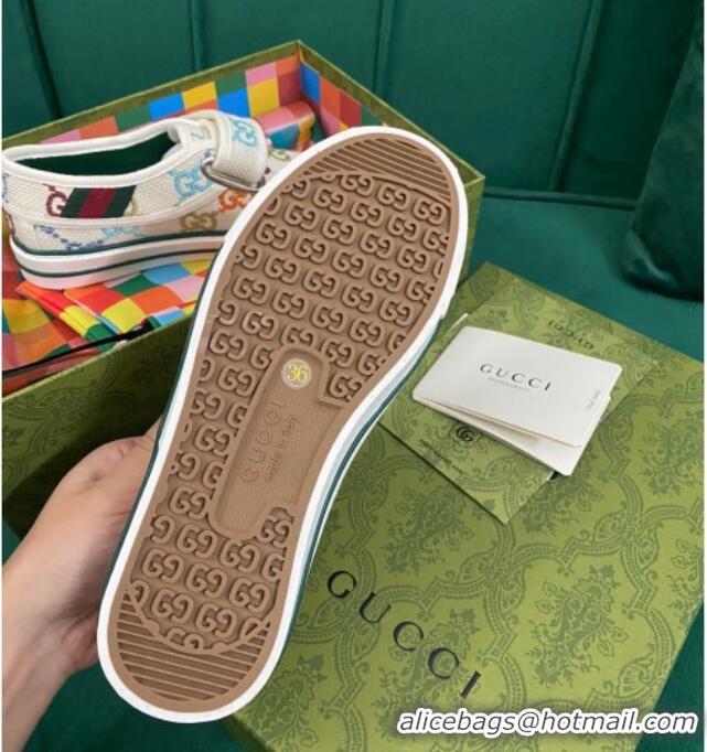 Luxury Gucci Tennis 1977 GG Canvas Sneakers White/Multicolor 050717