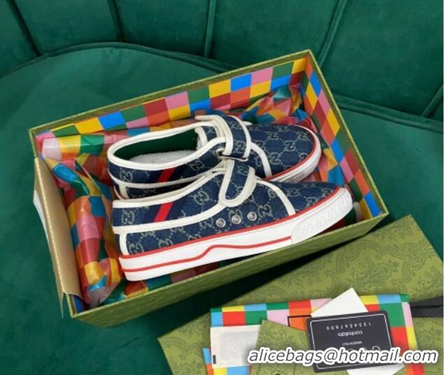 Good Quality Gucci Tennis 1977 GG Denim Sneakers Blue 050723