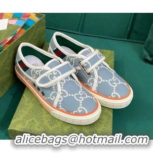 Best Grade Gucci Tennis 1977 GG Canvas Sneakers Light Blue 050724