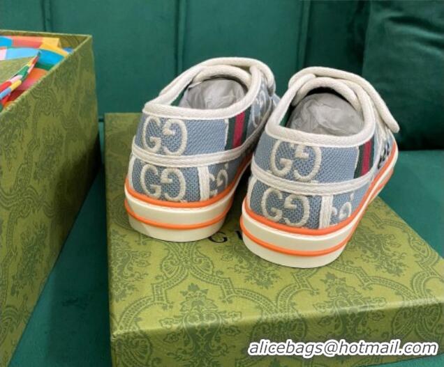 Best Grade Gucci Tennis 1977 GG Canvas Sneakers Light Blue 050724