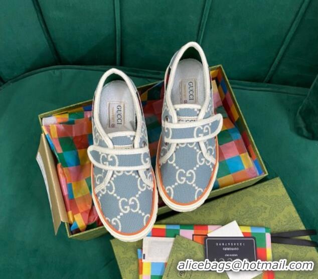 Best Grade Gucci Tennis 1977 GG Canvas Sneakers Light Blue 050724