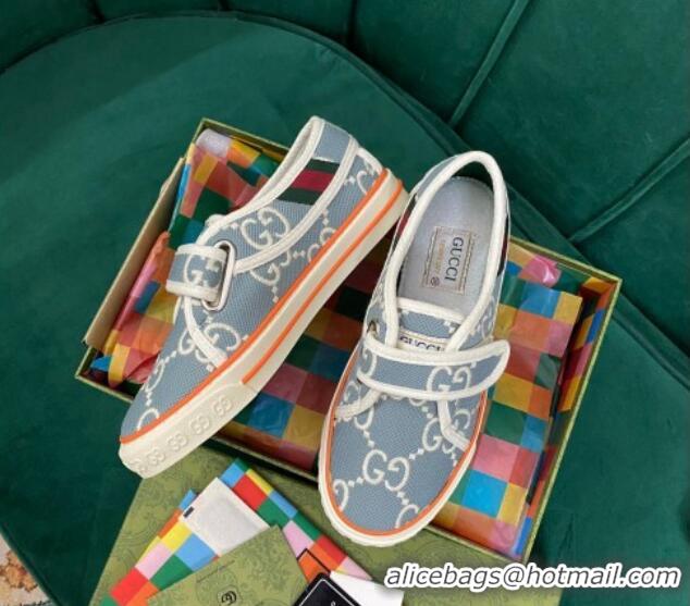 Best Grade Gucci Tennis 1977 GG Canvas Sneakers Light Blue 050724