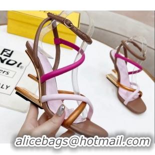 Sophisticated Fendi First Nappa Leather High-heeled Sandals 9.5cm Heel Pink/Rosy/Brown 0415073