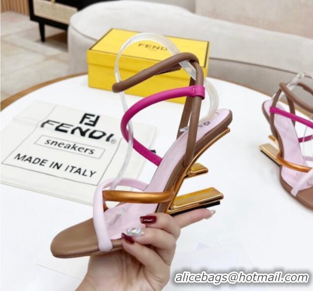 Sophisticated Fendi First Nappa Leather High-heeled Sandals 9.5cm Heel Pink/Rosy/Brown 0415073