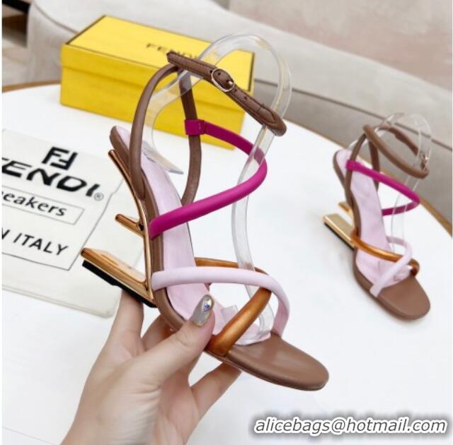 Sophisticated Fendi First Nappa Leather High-heeled Sandals 9.5cm Heel Pink/Rosy/Brown 0415073