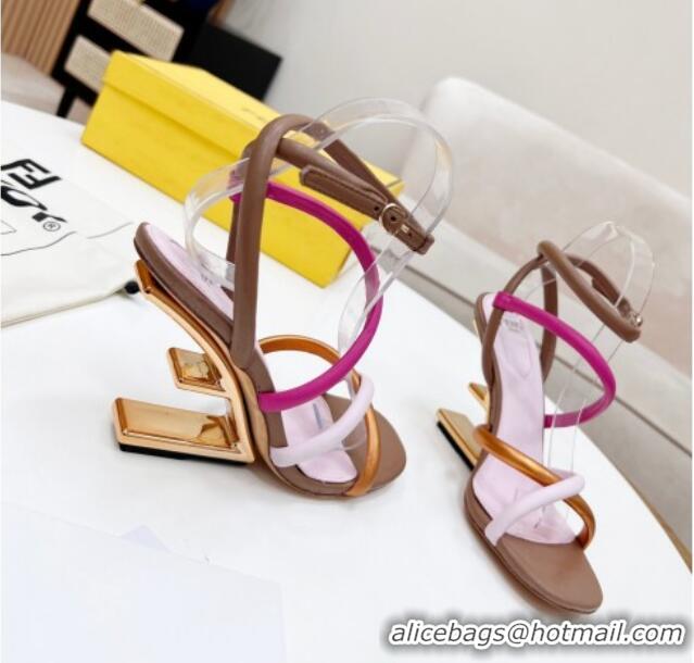 Sophisticated Fendi First Nappa Leather High-heeled Sandals 9.5cm Heel Pink/Rosy/Brown 0415073