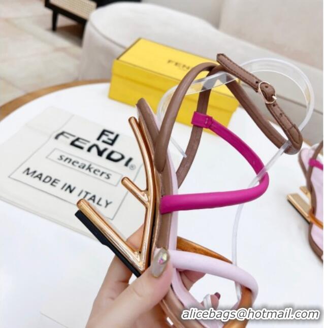 Sophisticated Fendi First Nappa Leather High-heeled Sandals 9.5cm Heel Pink/Rosy/Brown 0415073