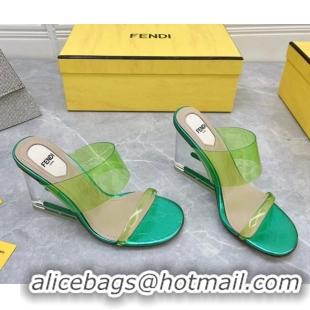 Hot Style Fendi First TPU High-heeled Sandals 9.5cm Heel Green 0420074