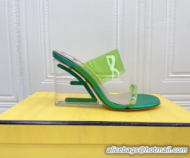 Hot Style Fendi First TPU High-heeled Sandals 9.5cm Heel Green 0420074