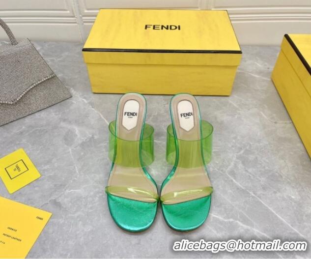 Hot Style Fendi First TPU High-heeled Sandals 9.5cm Heel Green 0420074