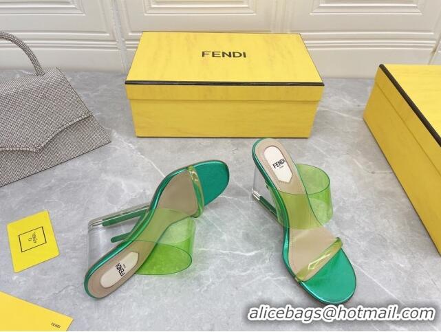 Hot Style Fendi First TPU High-heeled Sandals 9.5cm Heel Green 0420074