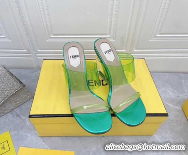 Hot Style Fendi First TPU High-heeled Sandals 9.5cm Heel Green 0420074