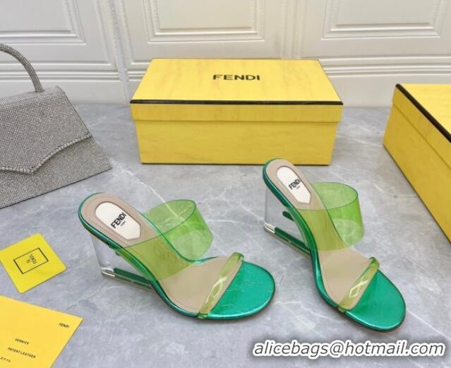 Hot Style Fendi First TPU High-heeled Sandals 9.5cm Heel Green 0420074