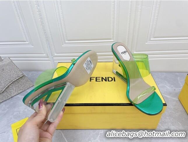 Hot Style Fendi First TPU High-heeled Sandals 9.5cm Heel Green 0420074