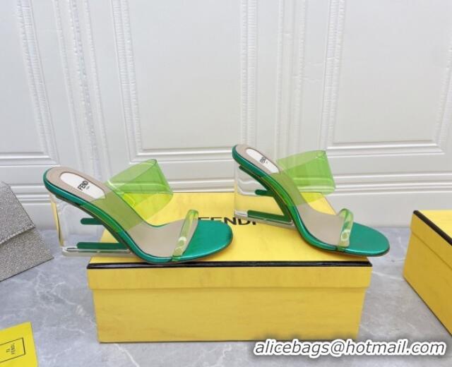 Hot Style Fendi First TPU High-heeled Sandals 9.5cm Heel Green 0420074