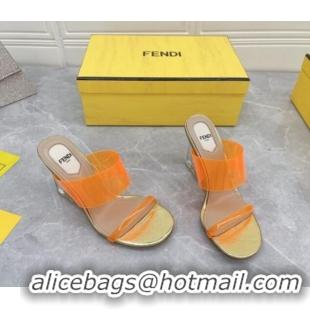 Discount Fendi First TPU High-heeled Sandals 9.5cm Heel Orange 0420075