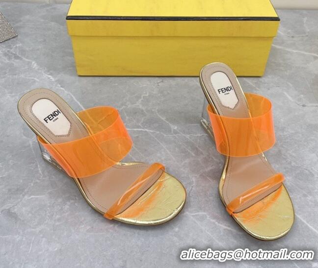 Discount Fendi First TPU High-heeled Sandals 9.5cm Heel Orange 0420075