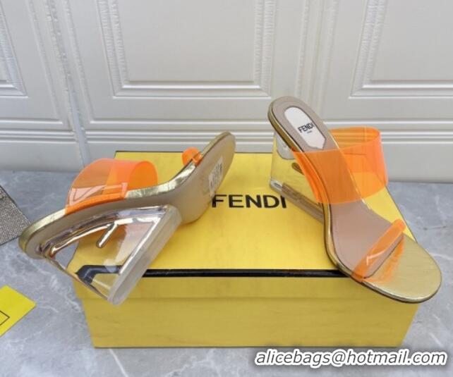 Discount Fendi First TPU High-heeled Sandals 9.5cm Heel Orange 0420075