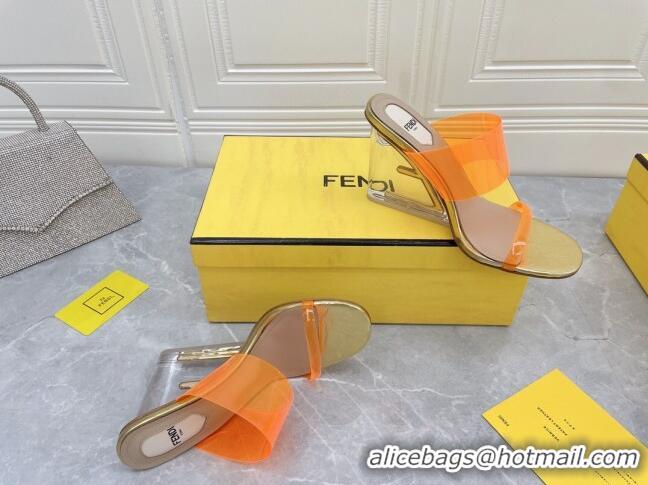 Discount Fendi First TPU High-heeled Sandals 9.5cm Heel Orange 0420075