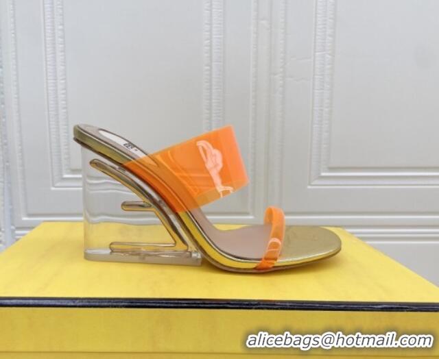 Discount Fendi First TPU High-heeled Sandals 9.5cm Heel Orange 0420075