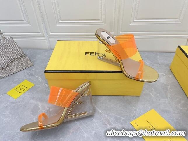 Discount Fendi First TPU High-heeled Sandals 9.5cm Heel Orange 0420075