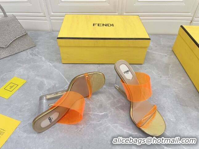 Discount Fendi First TPU High-heeled Sandals 9.5cm Heel Orange 0420075