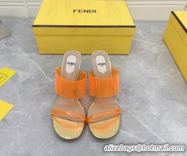 Discount Fendi First TPU High-heeled Sandals 9.5cm Heel Orange 0420075