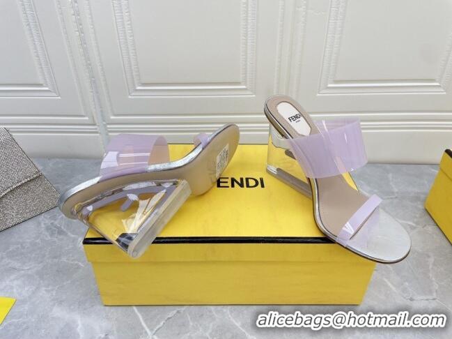 Perfect Fendi First TPU High-heeled Sandals 9.5cm Heel Light Pink 0420076