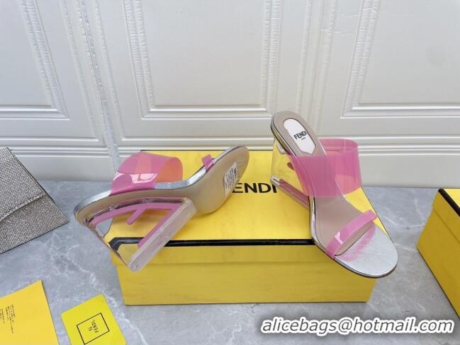 Low Price Fendi First TPU High-heeled Sandals 9.5cm Heel Pink 0420077