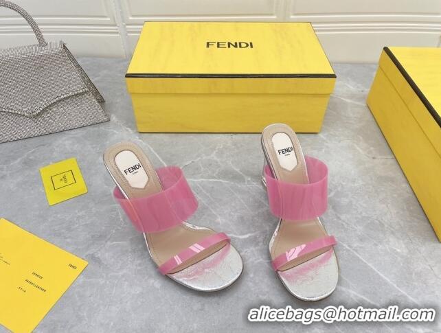 Low Price Fendi First TPU High-heeled Sandals 9.5cm Heel Pink 0420077