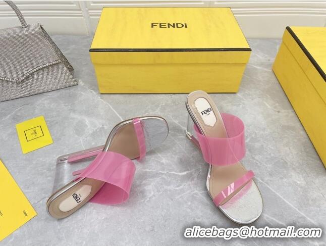 Low Price Fendi First TPU High-heeled Sandals 9.5cm Heel Pink 0420077