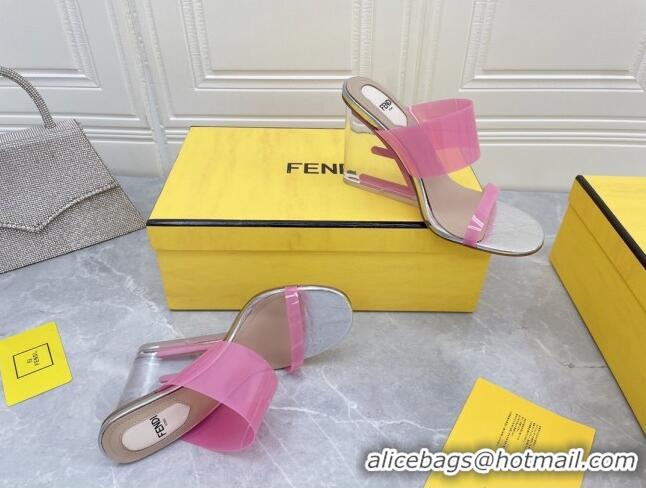 Low Price Fendi First TPU High-heeled Sandals 9.5cm Heel Pink 0420077